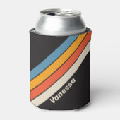 レトロヴィンテージダークストライプレインボー名 缶クーラー (缶正面)