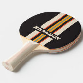 レトロヴィンテージダークレインボーストライプラリー名 卓球ラケット (正面アングル)
