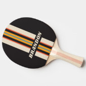 レトロヴィンテージダークレインボーストライプラリー名 卓球ラケット (横)