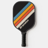 レトロヴィンテージダークレインボー（名前あり） ピックルボールラケット (裏面)