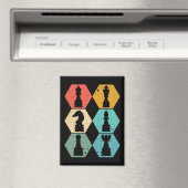 レトロヴィンテージチェス片日没ポスター マグネット (インサイチュ (食洗機))