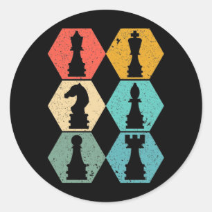 レトロヴィンテージチェス片日没ポスター ラウンドシール