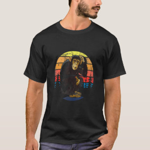 レトロヴィンテージチンパンジーモンキーワイルドフォレスト動物 Tシャツ