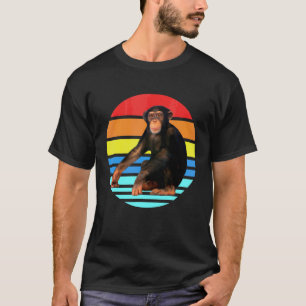 レトロヴィンテージチンパンジーモンキーワイルドフォレスト動物 Tシャツ