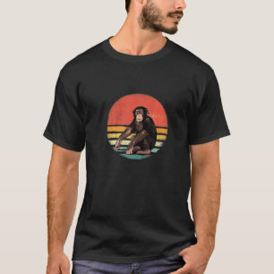 レトロヴィンテージチンパンジーモンキーワイルドフォレスト動物 Tシャツ
