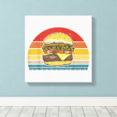 レトロヴィンテージチーズバーガーデザインコスチュームハンブルジュ キャンバスプリント (インサイチュ (ウッドフロア))