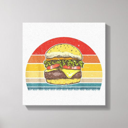 レトロヴィンテージチーズバーガーデザインコスチュームハンブルジュ キャンバスプリント (正面)