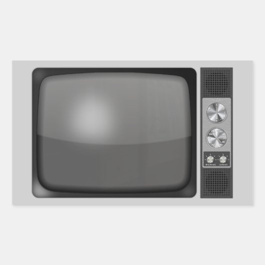 レトロヴィンテージテレビ 長方形シール (正面)