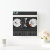 レトロヴィンテージテープカセットレコーダ70s80s スクエア壁時計 (ホーム)