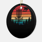 レトロヴィンテージディスクゴルフ及びフ飛んでいるラルディスクスポーツ セラミックオーナメント (左)