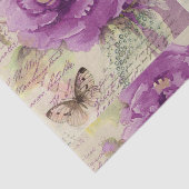 レトロヴィンテージデカップパープルフローラ蝶 薄葉紙 (詳細)