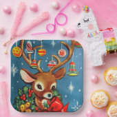 レトロヴィンテージトインデアクリスマスパーティープレート ペーパープレート (パーティー)