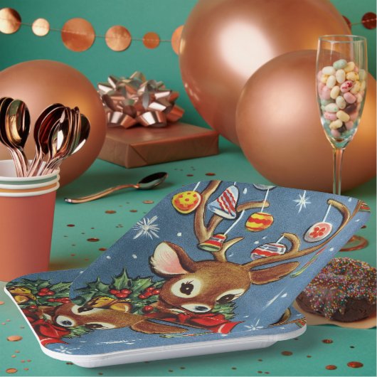 レトロヴィンテージトインデアクリスマスパーティープレート ペーパープレート (複数)