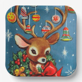 レトロヴィンテージトインデアクリスマスパーティープレート ペーパープレート (正面)