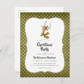 レトロヴィンテージトインデアクリスマスパーティー インビテーションポストカード (正面/裏面)