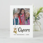 レトロヴィンテージトナカイのクリスマスファミリーフォト カード (スタンド正面)