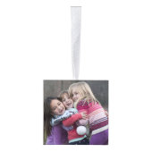 レトロヴィンテージトナカイのクリスマスファミリーフォト キューブオーナメント (右)