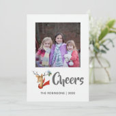 レトロヴィンテージトナカイのクリスマスファミリーフォト シーズンカード (スタンド正面)