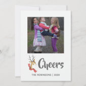 レトロヴィンテージトナカイのクリスマスファミリーフォト シーズンカード (正面)