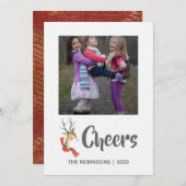 レトロヴィンテージトナカイのクリスマスファミリーフォト シーズンカード (正面/裏面)