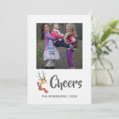 レトロヴィンテージトナカイのクリスマスファミリーフォト シーズンカード (スタンド正面)