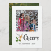 レトロヴィンテージトナカイのクリスマスファミリーフォト シーズンカード (正面/裏面)