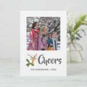 レトロヴィンテージトナカイのクリスマスファミリーフォト シーズンカード (スタンド正面)