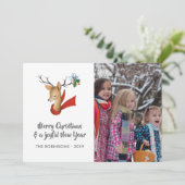 レトロヴィンテージトナカイのクリスマスファミリーフォト シーズンカード (スタンド正面)