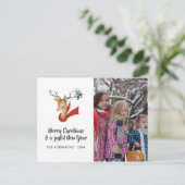 レトロヴィンテージトナカイのクリスマスファミリーフォト シーズンポストカード (スタンド正面)