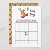 レトロヴィンテージトナカイのクリスマスベビーシャワービンゴ ノートカード (正面/裏面)