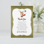 レトロヴィンテージトナカイのクリスマスベビーシャワー サンキューカード (スタンド正面)