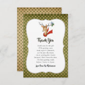 レトロヴィンテージトナカイのクリスマスベビーシャワー サンキューカード (正面/裏面)