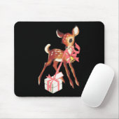 レトロヴィンテージトナカイのピンクのクリスマスバ マウスパッド (マウス)
