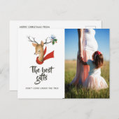 レトロヴィンテージトナカイベビー期待 案内ポストカード (正面/裏面)