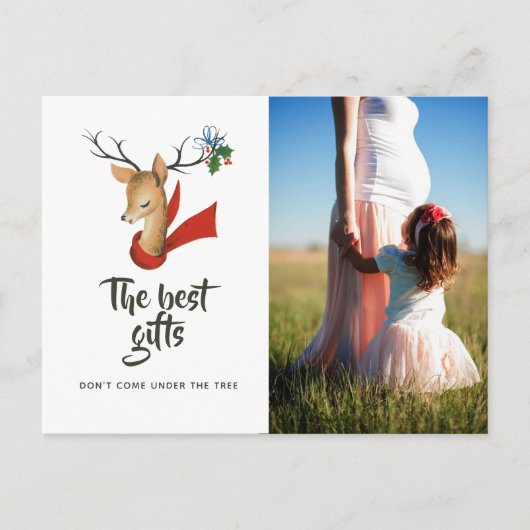 レトロヴィンテージトナカイベビー期待 案内ポストカード (正面)