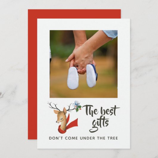 レトロヴィンテージトナカイベビー期待 案内状 (正面/裏面)