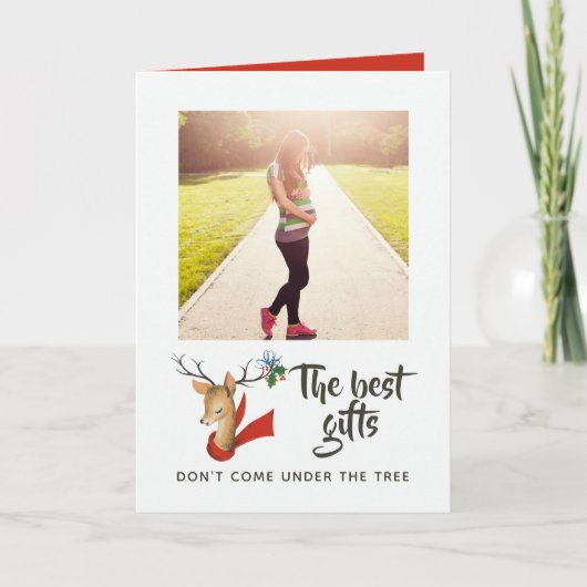 レトロヴィンテージトナカイベビー期待 案内状 (正面)