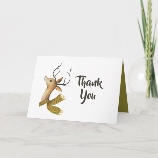 レトロヴィンテージトナカイ結婚クリスマス サンキューカード (正面)