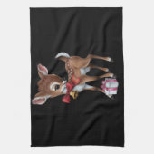 レトロヴィンテージトナディアピンククリスマスベビーシカ キッチンタオル (縦)