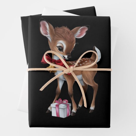 レトロヴィンテージトナディアピンククリスマスベビーシカ ラッピングペーパーシート (インサイチュ)