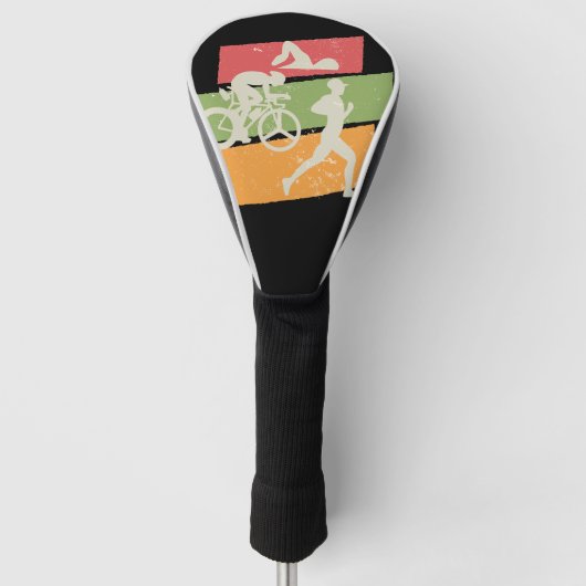 レトロヴィンテージトライアスロン ゴルフヘッドカバー (正面)