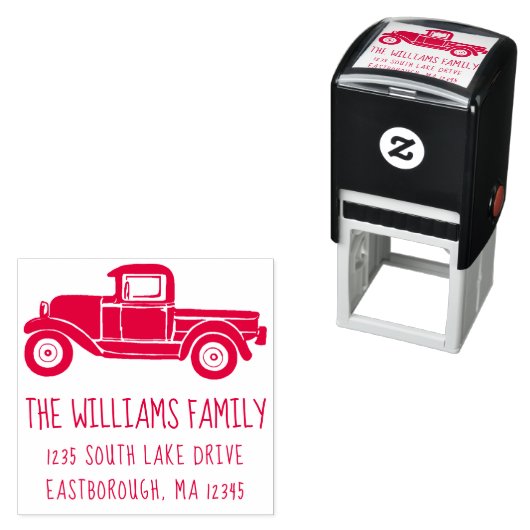 レトロヴィンテージトラックファミリーカスタム差出人住所 セルフインキングスタンプ (インサイチュ)