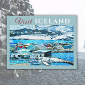 レトロヴィンテージトラベルアクレイリアイスランド ポストカード