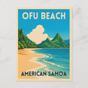 レトロヴィンテージトラベルアメリカンサモアオフビーチ ポストカード