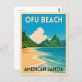 レトロヴィンテージトラベルアメリカンサモアオフビーチ ポストカード (正面/裏面)