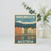 レトロヴィンテージトラベルインスブルックオーストリアランドスケープ ポストカード (スタンド正面)