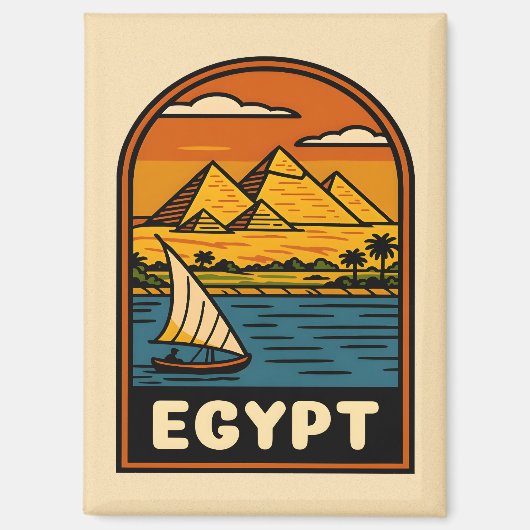 レトロヴィンテージトラベルエジプトピラミッドナイルリバー マグネット (正面)