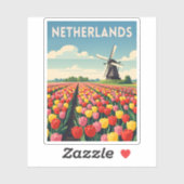 レトロヴィンテージトラベルオランダチューリップランドスケープ シール (シート)