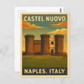 レトロヴィンテージトラベルカステルヌオヴォナポリ ポストカード (正面/裏面)