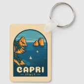 レトロヴィンテージトラベルカプリイタリア風光明媚な海岸線 キーホルダー (裏面)